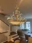 Fine Art Handcrafted Chandelier 32" W, Beveled Arcs, Pendant, Muted Silverleaf. Fixed Price $5000.00.