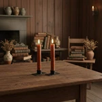 Primitive Country 7.25" 3D Flame Pc Bronze Flicker Taper Candle 6HR Timer. Fixed Price $19.99.