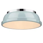 Golden Lighting 3602-14 Ch-sf Duncan Flush Mount Chrome With Seafoam Shade. Fixed Price $129.99.