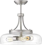 Brushed Nickel 3-LIGHT Farmhouse Semi Flush Mount Ceiling With Glass Shade. Fixed Price $158.99.