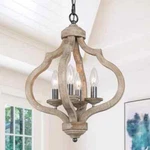 Lnc Lantern Wood Pendant 4-LIGHT Brown Rustic Chandelier Farmhouse Candle Style. Fixed Price $171.99.