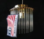 Mid-century Modern Chandelier Triarch International 1406BR Brass Glass Sticks. Fixed Price $68.00.