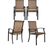 Hampton Bay 4-PIECE Riverbrook Stationary Outdoor Steel Dining Chairs Brown. Fixed Price $400.00.
