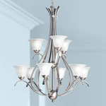 Dover Collection 29"W Brushed Nickel Nine Light Chandelier. Fixed Price $574.97.