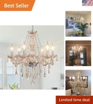 Classic Cognac Crystal Chandelier With 6 Warm White Led Lights - Indoor Elegance. Fixed Price $170.98.