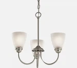 Kichler 43637 Nickel Jolie Chandelier With 3-LIGHTS 18 Inches Wide. Fixed Price $49.99.