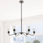 Project Source Traywick 6 -light Matte Black Mixed Material Chandelier. Fixed Price $119.99.