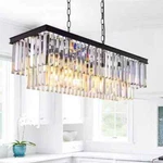 Sefinn Four Modern 8-LIGHT Rectangle Black Crystal Chandelier For Dinning Room. Fixed Price $99.95.