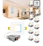 Nuwatt 12 Pack 6" Square Led Recessed Lighting 5CCT 2700-5000K Ultrathin Canless. Fixed Price $185.41.
