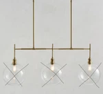 Pottery Barn Glass Globe 3 Light Linear Chandelier Brass $809 Nib (open Box). Fixed Price $100.00.