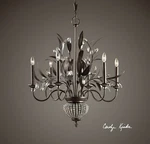 Uttermost Cristal Lisbon 21017 6+2 Light Bronze Metal Crystal Chandelier. Fixed Price $350.00.