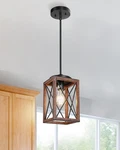 Dewenwils Farmhouse Pendant Light, Metal Hanging Fixture With Brown. Fixed Price $71.07.