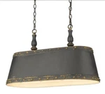 Golden Lighting Hemlock 4-LIGHT Antique Black Iron Linear Pendant. Fixed Price $142.79.