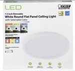 Feit Electric 7.5 Dimmable White Round Flat Panel Ceiling Light Adjustable Clrs. Fixed Price $24.99.