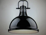 Golden Lighting Duncan 1-LIGHT Black Pendant And Chain With Shade. Fixed Price $66.45.