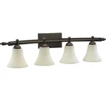 Quorum 5077-4-86 Aspen 36" 4-LIGHT Linen Glass Bath Vanity Oiled Bronze. Fixed Price $235.50.