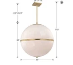 Crystorama- White Globe Pendant Light With Brass Accent-brand New. Fixed Price $600.00.
