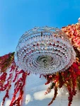 10" X 16" Antique French Bowl Chandelier, Silver Bronze, Icicle Crystals, Best. Fixed Price $1296.10.