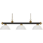 Z-lite 200-3BRZ+SG-DWL14 Riviera Billiard Light Bronze And Satin Gold. Fixed Price $388.00.