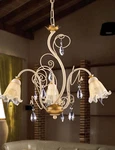 Wrought Iron Chandelier Cream-gold With Lights PRE156/3. Fixed Price $315.94.