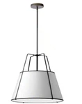 Dainolite Trapazoid 1-LIGHT Matte Black Pendant With Laminated Fabric Shade. Fixed Price $80.00.