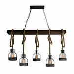 Unitary Brand Rustic Black Metal Wood Beam Cage Shades Dining Room Pendant. Fixed Price $145.99.