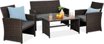 Brown/stone Gray 4-PIECE Wicker Patio Conversation Set With Cushions. Fixed Price $349.99.