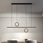Nib Litfad Black Modern Linear Circle Pendant Warm Led Light 2 Available. Fixed Price $165.00.