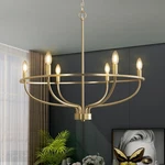 6 Light Gold Chandelier, Brushed Fixture Dining Table Candle Brass.... Fixed Price $191.55.