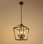 Briignite 8" Black 4 Light Geometric Open Cage Pendant Chandelier Hr ZX17801. Fixed Price $29.99.