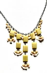 David Aubrey Elegant Antique Gold Tone Natural Agate Beaded Chandelier Necklace. Fixed Price $35.00.