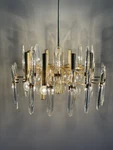 Sciolari Chandelier Vintage Crystal Clear Glass Brass Mid Century Modernist. Fixed Price $2750.00.