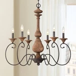 Quoizel Auburn 28" Wide 6-LIGHT Rustic Traditional Wood Chandelier. Fixed Price $607.99.
