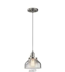 Avery 8 In. 1-LIGHT Brushed Nickel Bell Mini Pendant Clear Seeded Glass. Fixed Price $144.99.