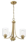 Satin Brass Three Light Chandelier From The Bolden Collection. Fixed Price $215.10.