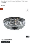 Jojospring Chloe 14-INCH Antique Black Crystal Flush Mount Chandelier. Fixed Price $47.82.