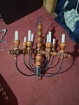 Antique Wood Metal 8-LIGHT Indoor Chandelier For Dining Living Room. Fixed Price $70.00.