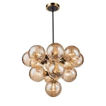 Artcraft Gem 13 Light Down Pendant, Black/brushed Brass/amber - AC11872AM. Fixed Price $1202.00.