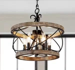 Oaks Aura Torres 5-LIGHT Farmhouse Weathered Wood Cage Rustic Pendant. Fixed Price $94.50.