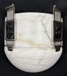Vintage Art Deco Style Solid Marble Wall Sconce Light Glass Faces 13.75"X13.5. Fixed Price $249.00.