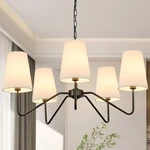 5-LIGHT 30 Modern Chandelier With White Shades, Classic Pendant Ceiling. Fixed Price $80.00.