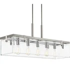Progress Lighting P400116 Nickel Glayse 5-LIGHT 37"W Linear Chandelier. Fixed Price $300.00.