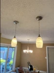 Litex 3 Glass Black, White, Gray Swirl Pendant Drop Lights With Silver Hardware. Fixed Price $70.00.