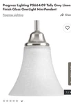 Progress Lighting P5664-09 Grey Linen Finish Glass Hanging Mini-pendant. Fixed Price $19.99.