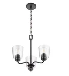 Project Source Traywick 3-LIGHT Chandelier Matte Black Clear Glass Open Box. Fixed Price $68.79.