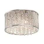 Saynsberry 11.5 In. 3-LIGHT Chrome And Crystal Drum Shape Flush Mount. Fixed Price $259.00.
