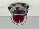 Vintage Nautical Iron Ceiling Light Red Glass Authentic Ship Cor Fixture. Fixed Price $95.00.