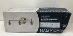 Hampton Bay Marsden 3-LIGHT Brushed Nickel Vanity 5PC Bath Set. Fixed Price $39.99.