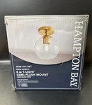 Hampton Bay Vista Heights 8 1-LIGHT Aged Brass Semi-flush Mount Ceiling. Fixed Price $21.99.