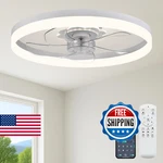 Fszdorj 23.6" Flush Mount Ceiling Fan Light Speeds Dimmable Led Remote App. Fixed Price $264.20.